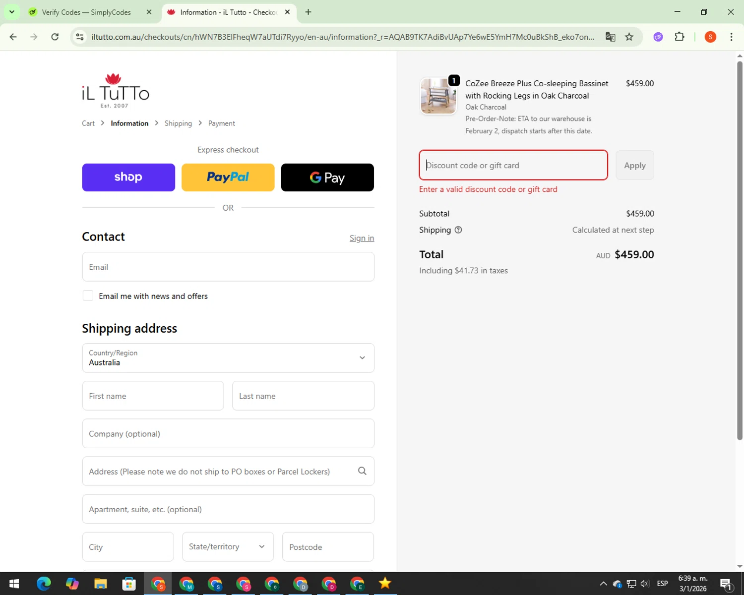 Sagan Life coupon code screenshot showing code PREPNOW10 applied at Sagan Life checkout page. Uploaded by SimplyCodes community member 00000007 on Jan 3, 2026