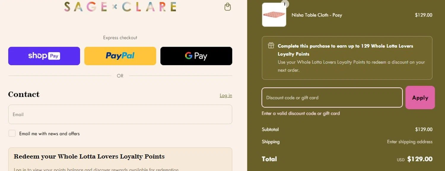 Sage and Clare discount code screenshot showing code FRENZY40 applied at Sage and Clare checkout page. Uploaded by SimplyCodes community member Olorinnnnn on Mar 5, 2025