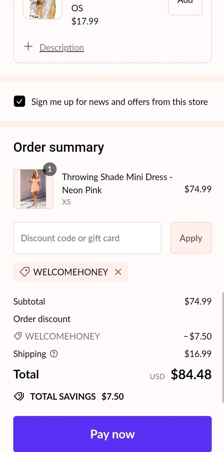 Sage and Paige USA checkout page showing Sage and Paige USA promo code box | Screenshot taken by SimplyCodes community member on Jul 30, 2024