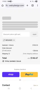 Megan20 coupon verification screenshot