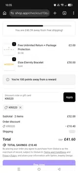 KRIS20 coupon verification screenshot