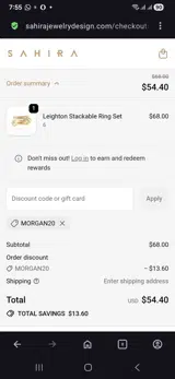 Morgan20 coupon verification screenshot