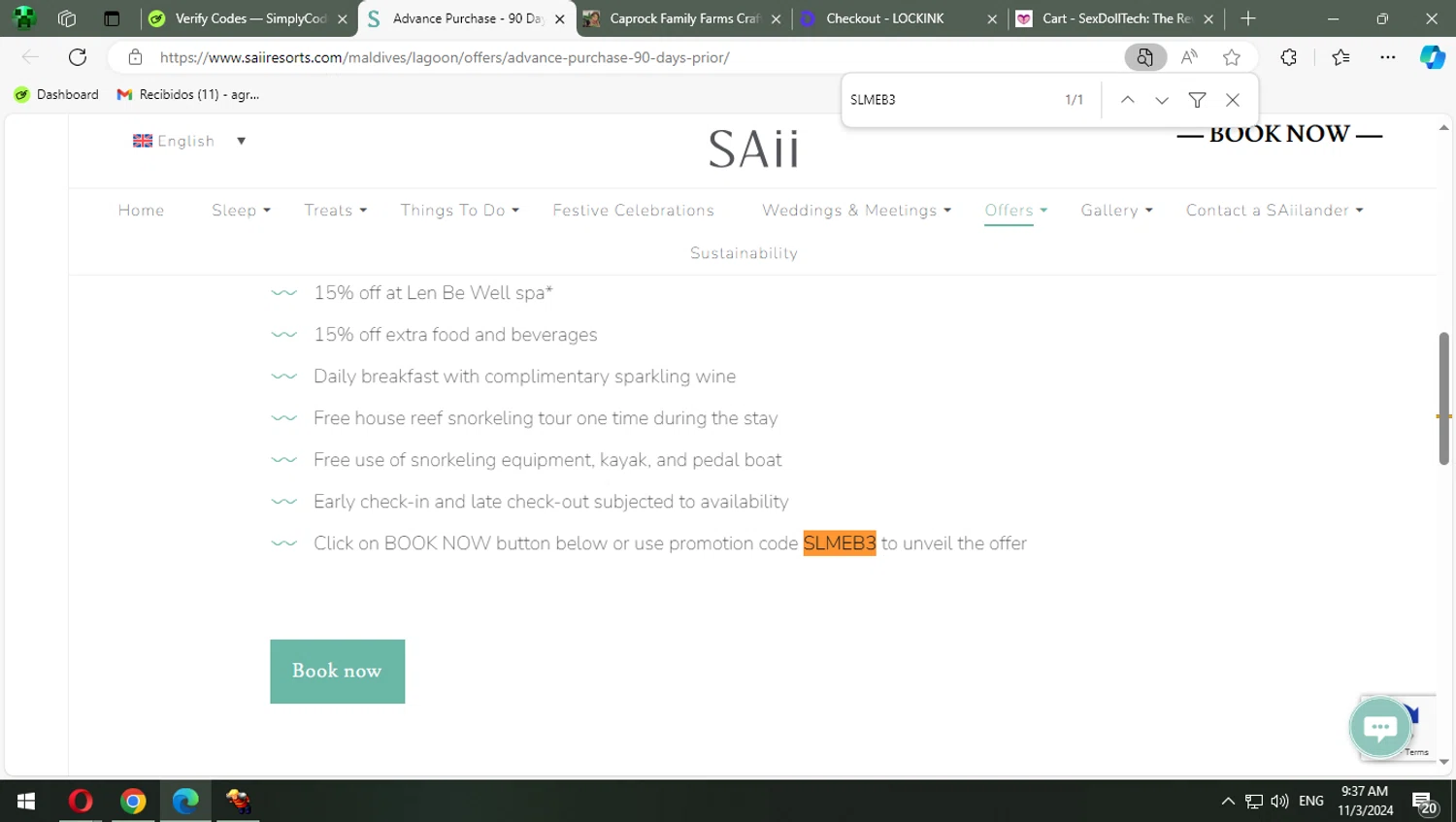 SAii checkout page showing SAii promo code box | Screenshot taken by SimplyCodes community member on Nov 3, 2024