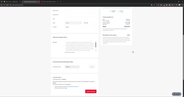 Sailo checkout page showing Sailo promo code box | Screenshot taken by SimplyCodes community member on Aug 17, 2025
