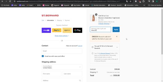 Saint Bernard checkout page showing Saint Bernard discount code box | Screenshot taken by SimplyCodes community member on Dec 19, 2023