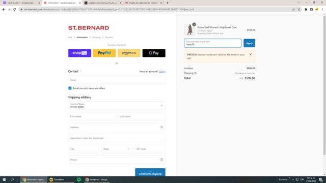 Saint Bernard checkout page showing Saint Bernard discount code box | Screenshot taken by SimplyCodes community member on Oct 31, 2023