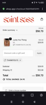saint sass coupon verification screenshot