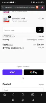 Vip15 coupon verification screenshot