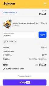 ALESHA coupon verification screenshot