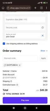 egypturk10 coupon verification screenshot