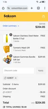 ADBOT coupon verification screenshot