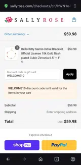 Sallyrose coupon verification screenshot