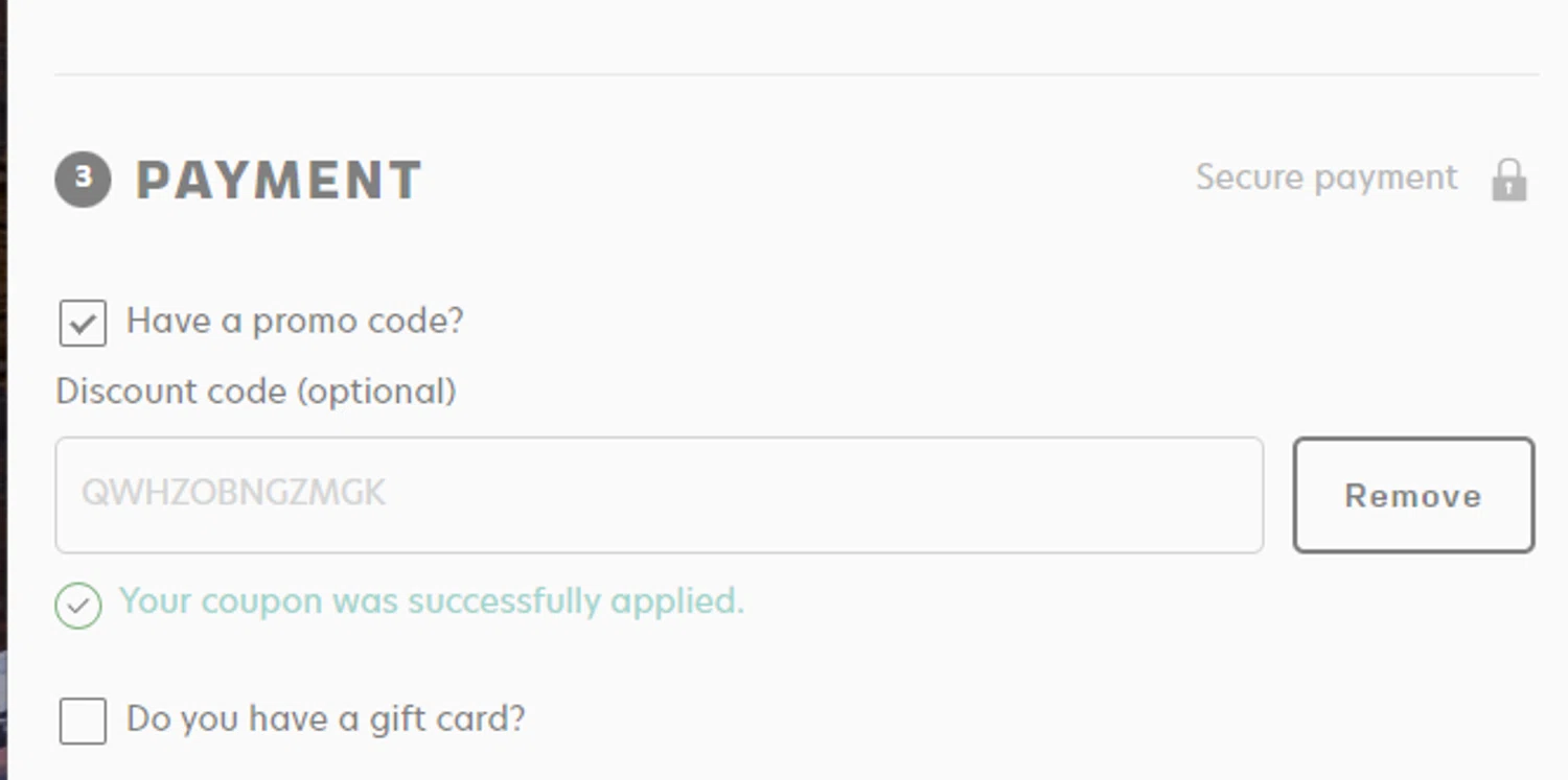 Salomon checkout page showing Salomon promo code box | Screenshot taken by SimplyCodes community member on Jan 28, 2024