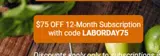 LABORDAY75 coupon verification screenshot