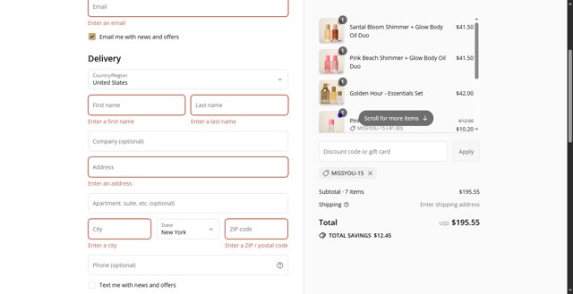 Saltair checkout page showing Saltair discount code box | Screenshot taken by SimplyCodes community member on Sep 8, 2025