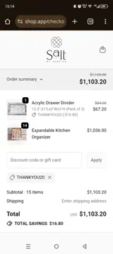 Salt by Sabrina coupon verification screenshot