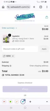 HERO coupon verification screenshot