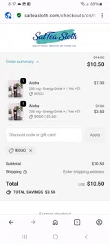 BOGO coupon verification screenshot