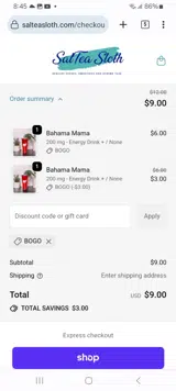 BOGO coupon verification screenshot