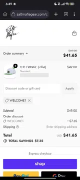 Salt Mafia coupon verification screenshot