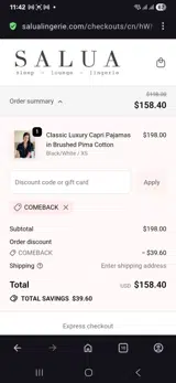 Comeback coupon verification screenshot