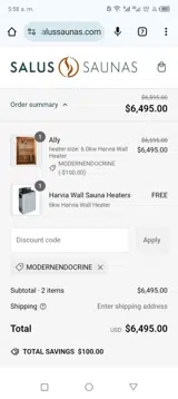 MODERNENDOCRINE coupon verification screenshot