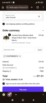 couponbirs10 coupon verification screenshot