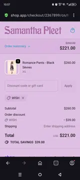 Wish coupon verification screenshot