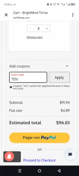 TEN coupon verification screenshot