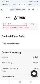 YHLQMD coupon verification screenshot
