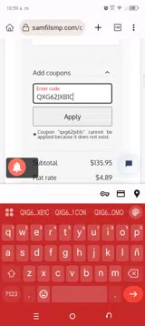 QXG62JXB1C coupon verification screenshot