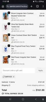Samiol coupon verification screenshot