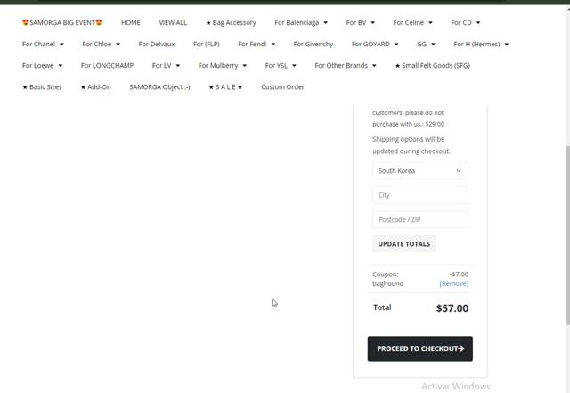 Samorga checkout page showing Samorga discount code box | Screenshot taken by SimplyCodes community member on Sep 3, 2024