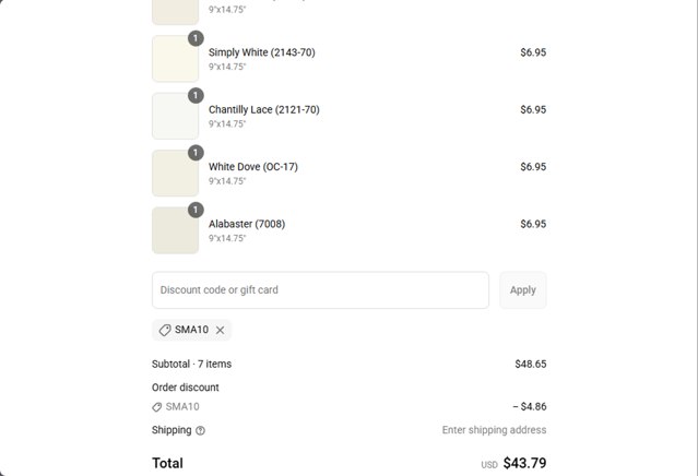 Samplize checkout page showing Samplize coupon code box | Screenshot taken by SimplyCodes community member on Sep 7, 2025