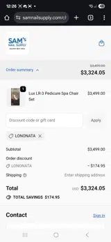 LONONATA coupon verification screenshot