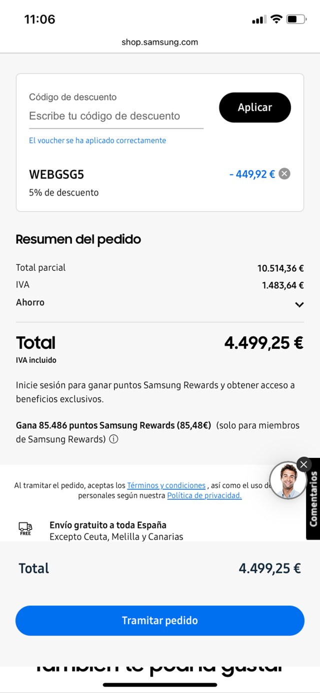 Samsung checkout page showing Samsung promo code box | Screenshot taken by SimplyCodes community member on Jun 14, 2025