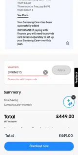 SPRING15 coupon verification screenshot