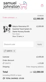 SAVE15 coupon verification screenshot