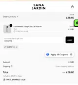 SCENT10 coupon verification screenshot