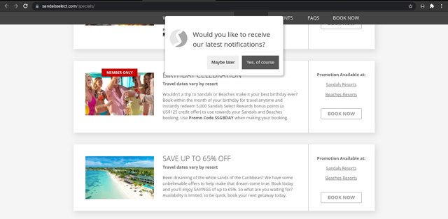 Sandals Resorts checkout page showing Sandals Resorts promo code box | Screenshot taken by SimplyCodes community member on Sep 20, 2022