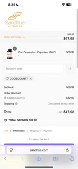 CODISCOUNT7 coupon verification screenshot