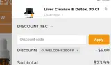 WELCOME20OFF coupon verification screenshot