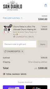 CHURROGIFT25 coupon verification screenshot