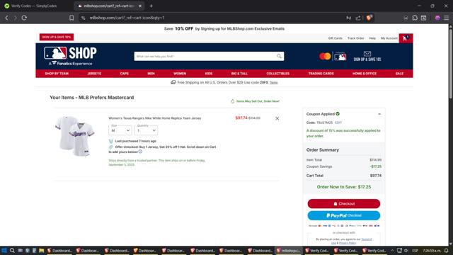 San Diego Padres checkout page showing San Diego Padres promo code box | Screenshot taken by SimplyCodes community member on Sep 2, 2025