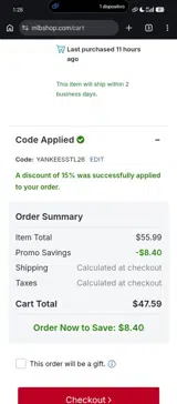 San Diego Padres coupon verification screenshot