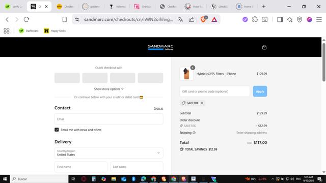 Sandmarc checkout page showing Sandmarc discount code box | Screenshot taken by SimplyCodes community member on Sep 10, 2025
