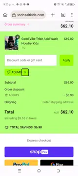 ADBM9 coupon verification screenshot