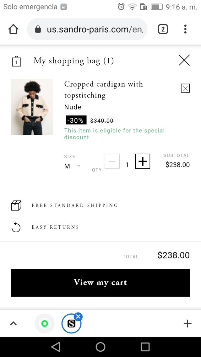 Sandro Paris checkout page showing Sandro Paris promo code box | Screenshot taken by SimplyCodes community member on Apr 18, 2021