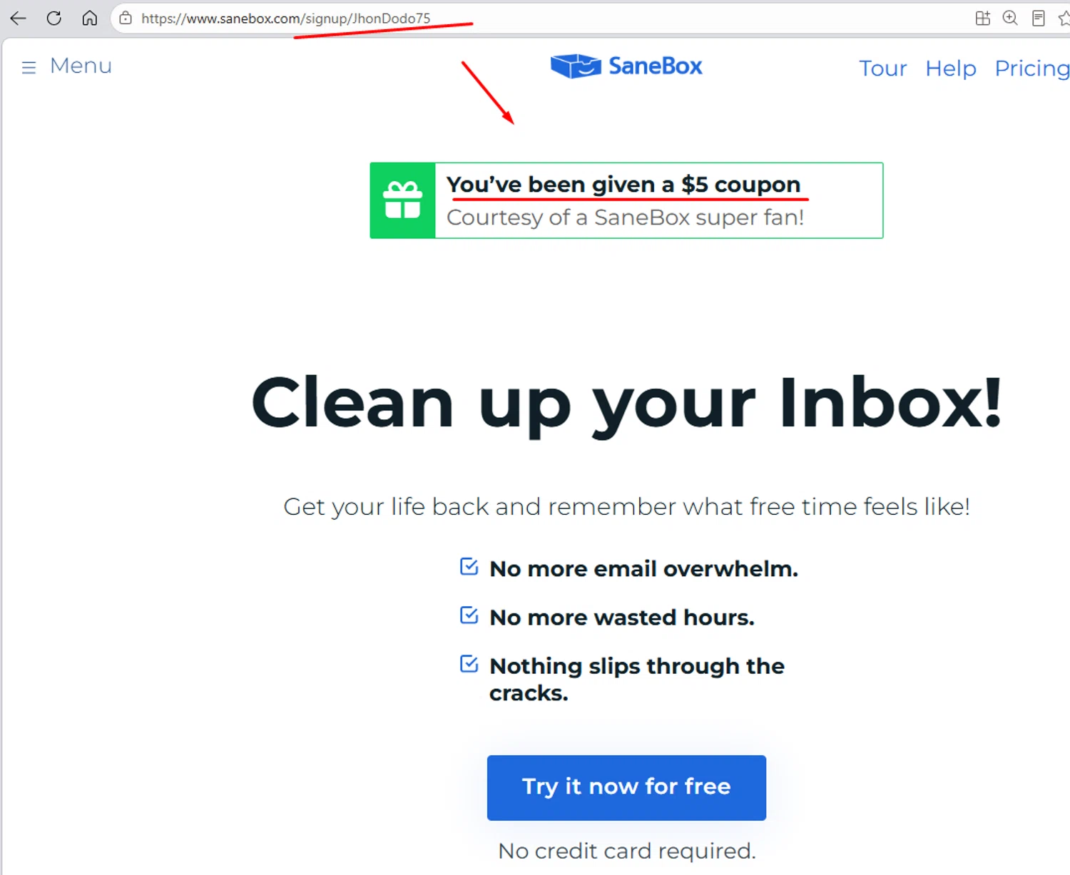 SaneBox promo code screenshot showing code JhonDodo75 applied at SaneBox checkout page. Uploaded by SimplyCodes community member morella687 on May 27, 2026
