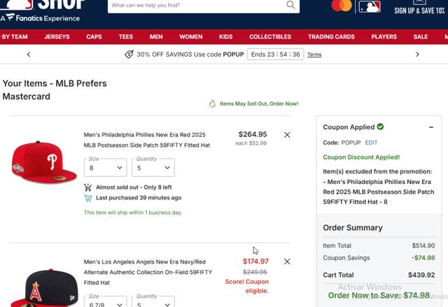 San Francisco Giants checkout page showing San Francisco Giants coupon code box | Screenshot taken by SimplyCodes community member on Oct 3, 2025
